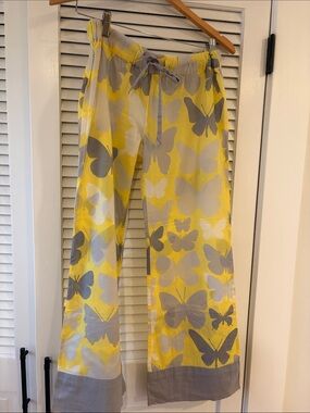 Anthropologie Lilka XS Yellow & Gray Butterfly Lounge Pants